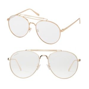 Clear Perverse Aviator Sunglasses with Gold Rim